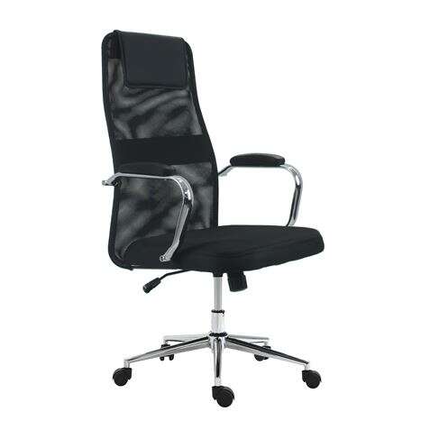 Muvip OF2000 Silla de Oficina - Altura Regulable con Elevacion a Gas - Soporte Lumbar - Asiento Acolchado - Base Giratoria de Acero de 320mm - Peso Maximo 100kg - Color Negro 1 pieza(s)