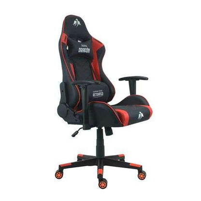 Cromad Serie Dragon Silla Gaming Premium - Altura Regulable con Piston de Gas Clase 2 - Reclinable hasta 180º - Cojines Lumbar y Cervical - Ruedas de Nailon de 60mm - Color Rojo/Negro 1 pieza(s)