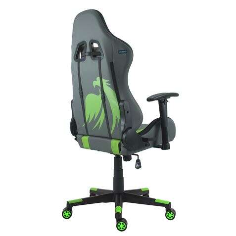 Cromad Serie Phoenix Silla Gaming - Altura Regulable con Piston de Gas Clase 2 - Reclinable hasta 180º - Cojines Lumbar y Cervical - Color Gris/Verde/Negro 1 pieza(s)