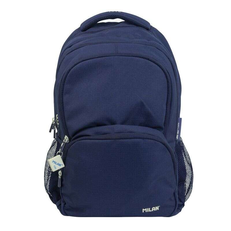 Milan Serie 1918 Mochila Escolar 25L - 3 Bolsillos Delanteros + 2 Bolsillos Laterales - Asas Regulables y Acolchadas - Tamaño 46,5x30x17cm - Color Azul Oscuro 1 pieza(s)