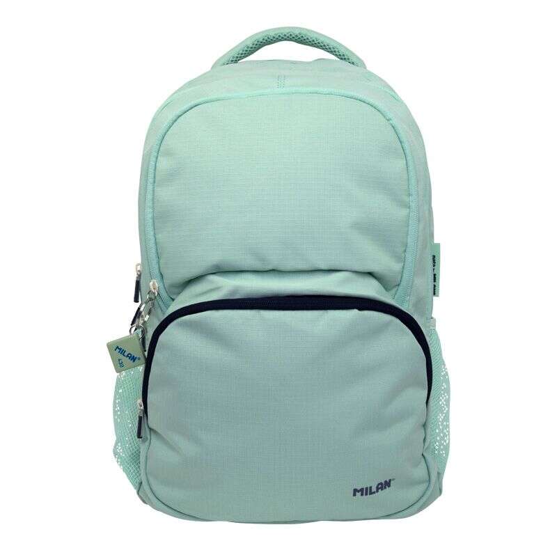 Milan Serie 1918 Mochila Escolar 25L - 3 Bolsillos Delanteros + 2 Bolsillos Laterales - Asas Regulables y Acolchadas - Tamaño 46,5x30x17cm - Color Verde 1 pieza(s)