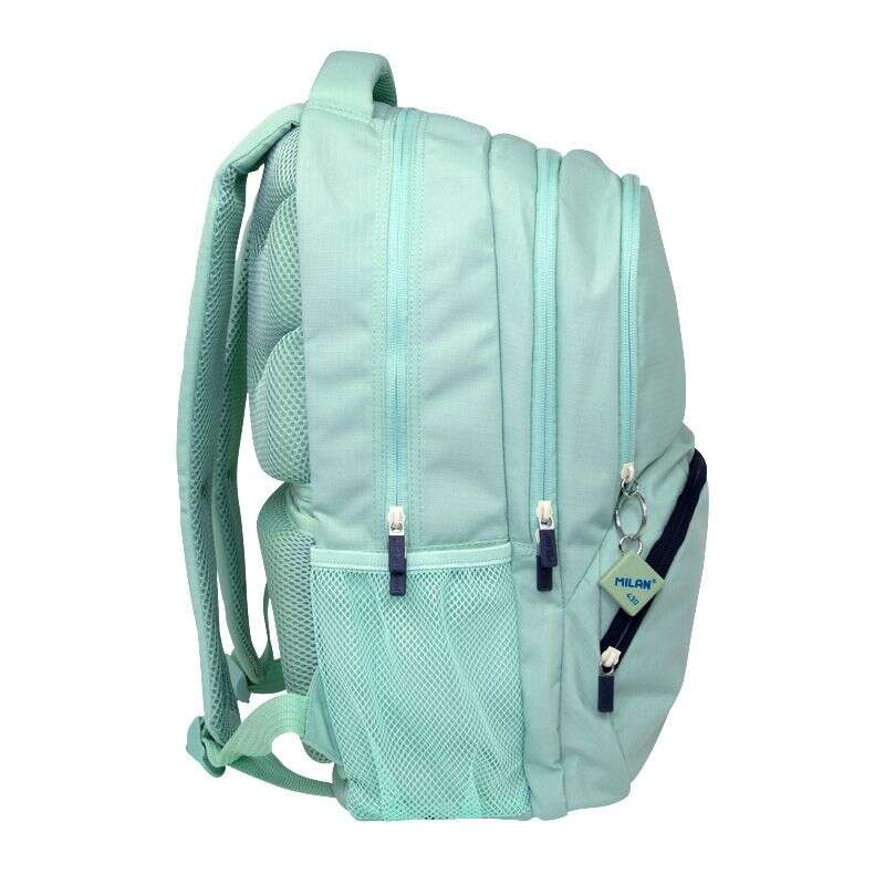 Milan Serie 1918 Mochila Escolar 25L - 3 Bolsillos Delanteros + 2 Bolsillos Laterales - Asas Regulables y Acolchadas - Tamaño 46,5x30x17cm - Color Verde 1 pieza(s)