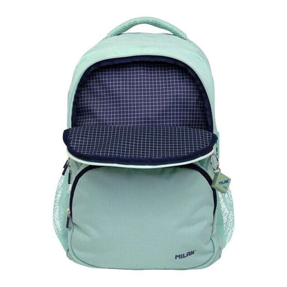 Milan Serie 1918 Mochila Escolar 25L - 3 Bolsillos Delanteros + 2 Bolsillos Laterales - Asas Regulables y Acolchadas - Tamaño 46,5x30x17cm - Color Verde 1 pieza(s)