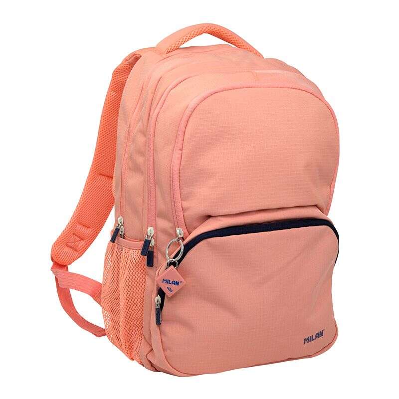 Milan Serie 1918 Mochila Escolar 25L - 3 Bolsillos Delanteros + 2 Bolsillos Laterales - Asas Regulables y Acolchadas - Tamaño 46,5x30x17cm - Color Rosa 1 pieza(s)