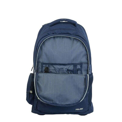 Milan Serie 1918 Mochila Escolar 25L con Carro Integrado y Mango Metalico Retractil - 3 Bolsillos Delanteros + 2 Bolsillos Laterales - Tamaño 46,5x30x17cm - Color Azul Oscuro 1 pieza(s)