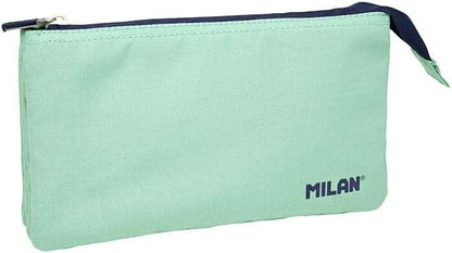 Milan Serie 1918 Estuche Portatodo 5 Compartimentos - Tejido Resistente a las Roturas y Rasgaduras - Medidas 22x12x4cm - Color Verde 1 pieza(s)