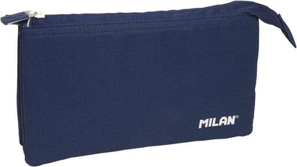 Milan Serie 1918 Estuche Portatodo 5 Compartimentos - Tejido Resistente a las Roturas y Rasgaduras - Medidas 22x12x4cm - Color Azul Oscuro 1 pieza(s)