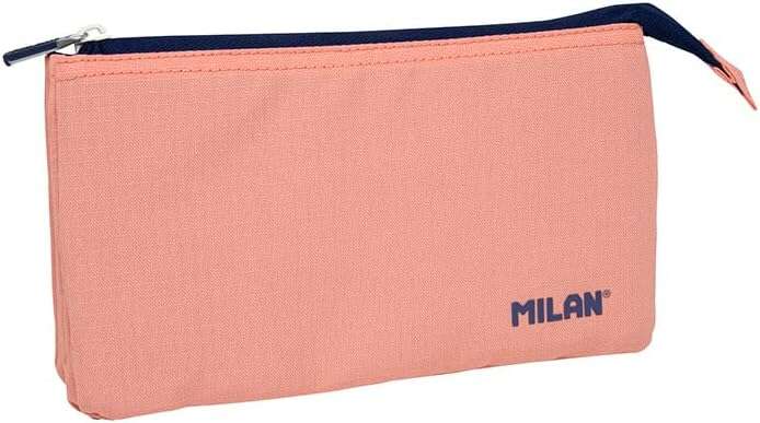 Milan Serie 1918 Estuche Portatodo 5 Compartimentos - Tejido Resistente a las Roturas y Rasgaduras - Medidas 22x12x4cm - Color Rosa 1 pieza(s)