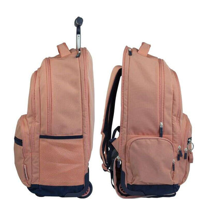 Milan Serie 1918 Mochila Escolar 25L con Carro Integrado y Mango Metalico Retractil - 3 Bolsillos Delanteros + 2 Bolsillos Laterales - Tamaño 46,5x30x17cm - Color Rosa 1 pieza(s)