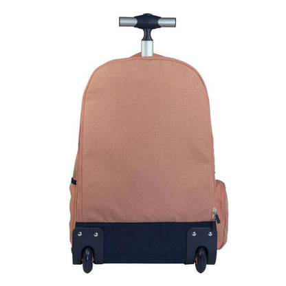 Milan Serie 1918 Mochila Escolar 25L con Carro Integrado y Mango Metalico Retractil - 3 Bolsillos Delanteros + 2 Bolsillos Laterales - Tamaño 46,5x30x17cm - Color Rosa 1 pieza(s)