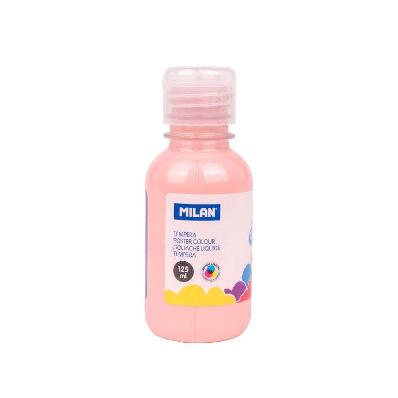 Milan Botella de Tempera 125ml - Tapon Dosificador - Secado Rapido - Mezclable - Color Rosa Palido 3 pieza(s)