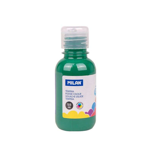 Milan Botella de Tempera 125ml - Tapon Dosificador - Secado Rapido - Mezclable - Color Verde Oscuro 3 pieza(s)