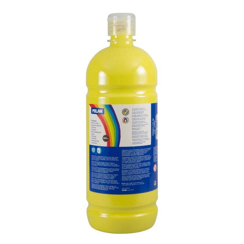 Milan Botella de Tempera 1000ml - Tapon Dosificador - Secado Rapido - Mezclable - Color Amarillo 1 pieza(s)