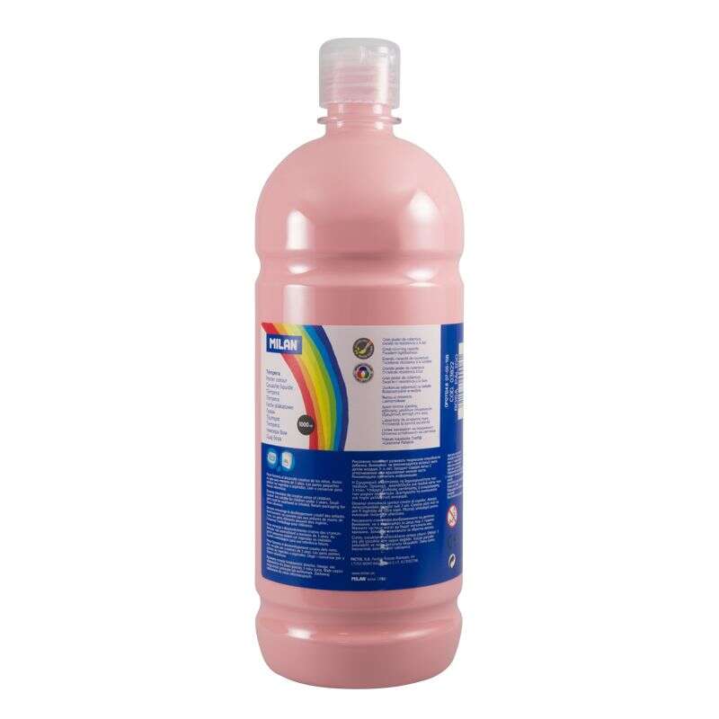 Milan Botella de Tempera 1000ml - Tapon Dosificador - Secado Rapido - Mezclable - Color Rosa Palido 1 pieza(s)