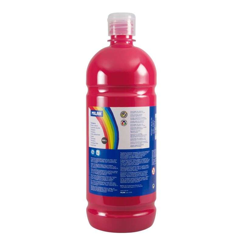 Milan Botella de Tempera 1000ml - Tapon Dosificador - Secado Rapido - Mezclable - Color Magenta 1 pieza(s)