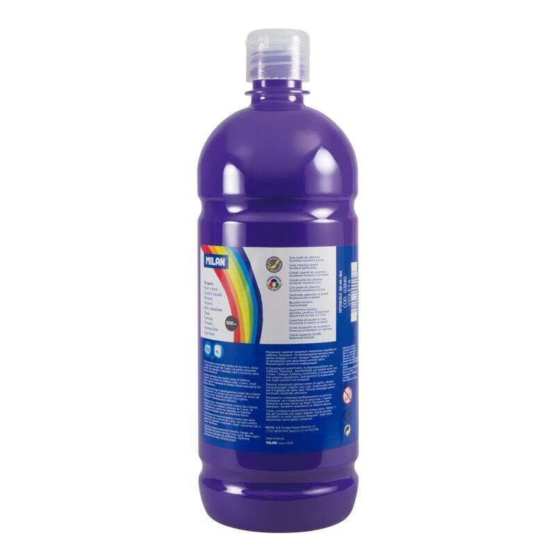 Milan Botella de Tempera 1000ml - Tapon Dosificador - Secado Rapido - Mezclable - Color Violeta 1 pieza(s)