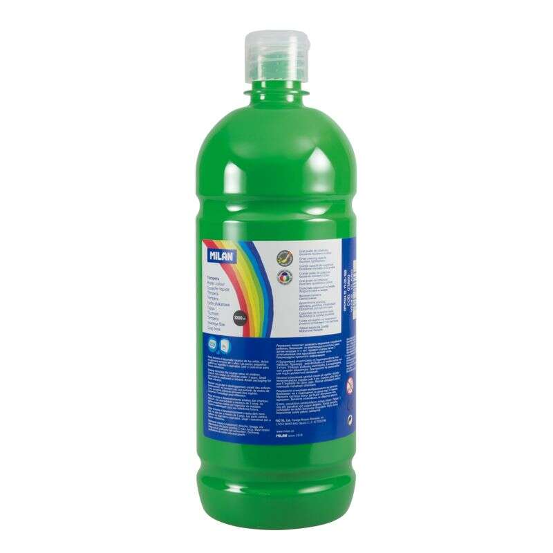 Milan Botella de Tempera 1000ml - Tapon Dosificador - Secado Rapido - Mezclable - Color Verde Claro 1 pieza(s)