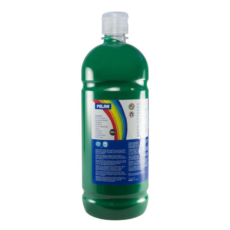 Milan Botella de Tempera 1000ml - Tapon Dosificador - Secado Rapido - Mezclable - Color Verde Oscuro 1 pieza(s)