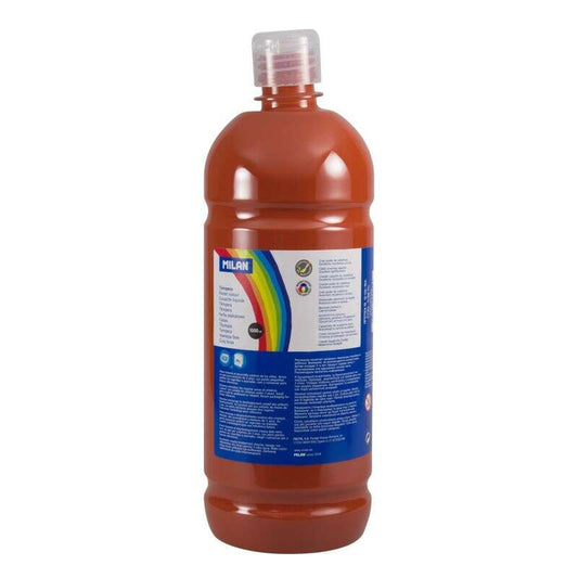 Milan Botella de Tempera 1000ml - Tapon Dosificador - Secado Rapido - Mezclable - Color Marron 1 pieza(s)