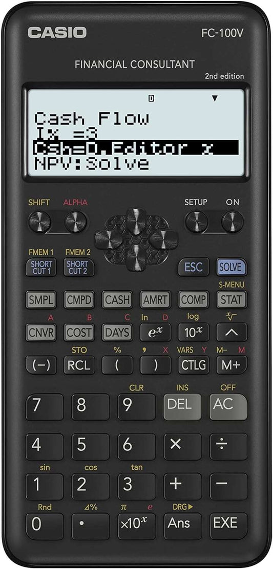 Casio - FC-100V-2 calculadora Bolsillo Calculadora financiera Negro