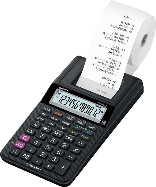 Casio - HR-8RCE calculadora Escritorio Calculadora de impresión Negro