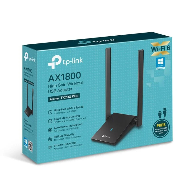 TP-Link Archer TX20U Plus Adaptador USB Wi-Fi 6 AX1800 con 2 Antenas de Alta Ganancia 1 pieza(s)