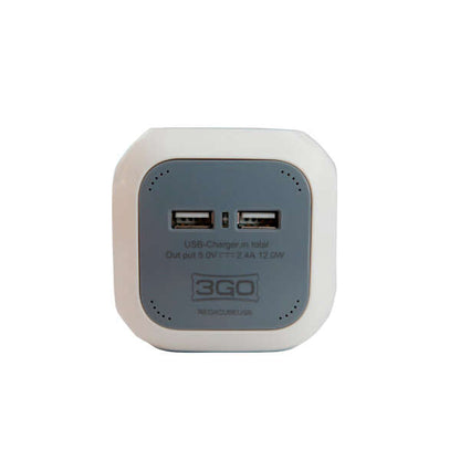 3GO - REG4CUBEUSB base múltiple 1 4 m 4 salidas AC Interior Gris  Blanco