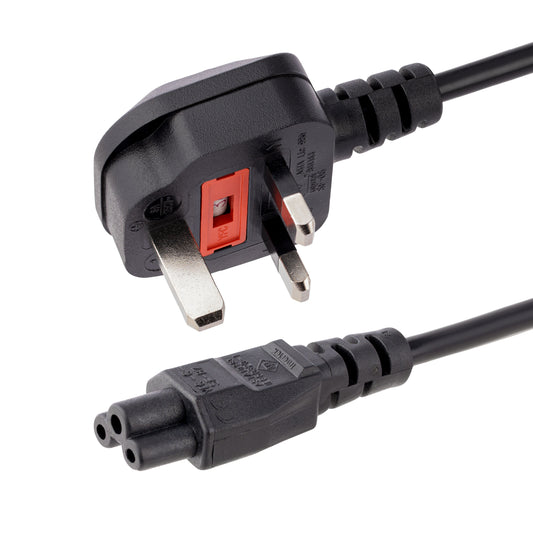 StarTech.com - Cable de 1m de Alimentación para Portátiles  Enchufe BS1363 a C5  2 5A 250V  18AWG  Cable para Cargador  Cable Hoja de Trébol Mickey Mouse  Adaptador para Reino Unido  UL