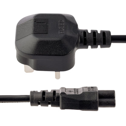 StarTech.com - Cable de 2m de Alimentación para Portátiles  Enchufe BS1363 a C5  2 5A 250V  18AWG  Cable para Cargador  Cable Hoja de Trébol Mickey Mouse  Adaptador para Reino Unido  UL