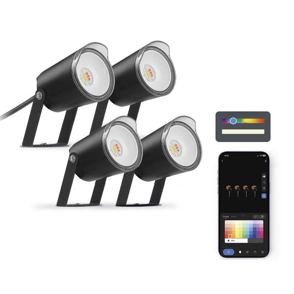 Ksix Pack 4 Smartled Outdoor Focos LED RGBWIC - IP65 - Control por APP - Instalacion Facil 1 pieza(s)