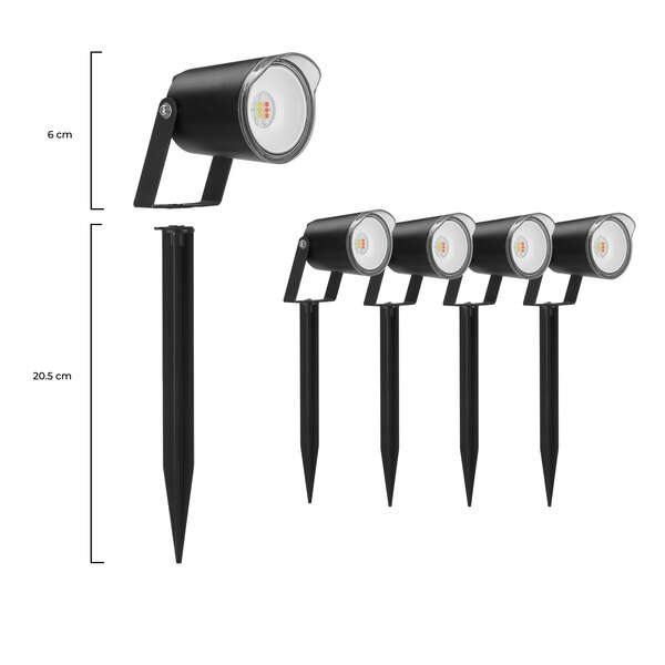 Ksix Pack 4 Smartled Outdoor Focos LED RGBWIC - IP65 - Control por APP - Instalacion Facil 1 pieza(s)