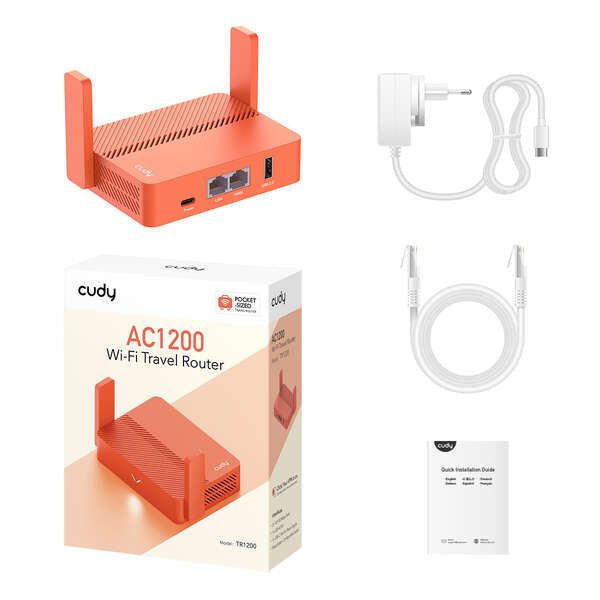 Cudy - AC1200 router inalámbrico Ethernet rápido Naranja