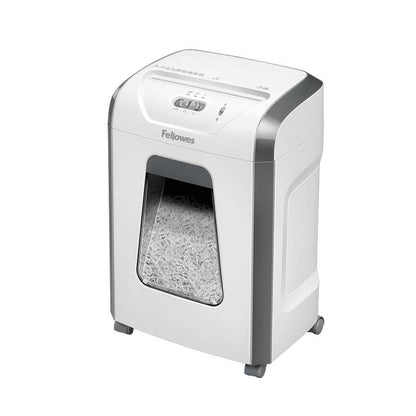 Fellowes 15C Destructora de Papel Manual 19L - Destruye hasta 15 Hojas - Particulas de 4x40mm - Nivel de Seguridad Din P-4 - Bloqueo de Seguridad - Destruye Grapas y Tarjetas de Credito - Color Blanco/Gris 1 pieza(s)