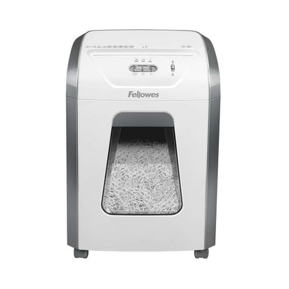 Fellowes 15C Destructora de Papel Manual 19L - Destruye hasta 15 Hojas - Particulas de 4x40mm - Nivel de Seguridad Din P-4 - Bloqueo de Seguridad - Destruye Grapas y Tarjetas de Credito - Color Blanco/Gris 1 pieza(s)