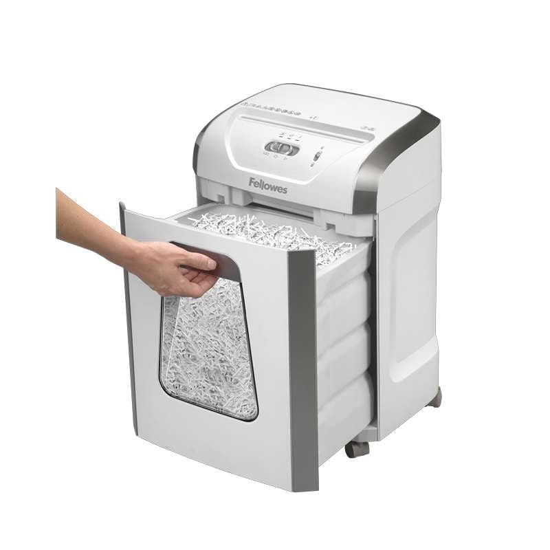 Fellowes 15C Destructora de Papel Manual 19L - Destruye hasta 15 Hojas - Particulas de 4x40mm - Nivel de Seguridad Din P-4 - Bloqueo de Seguridad - Destruye Grapas y Tarjetas de Credito - Color Blanco/Gris 1 pieza(s)