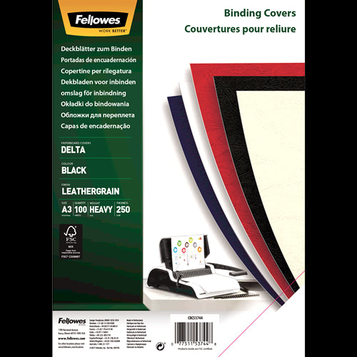 Fellowes - 5374401 cubierta A3 Papel Negro 100 pieza(s)