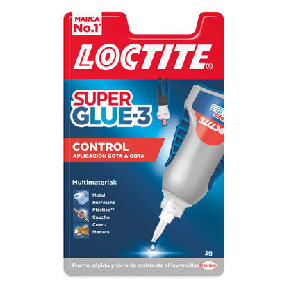 Loctite Superglue-3 Control 3gr - Adhesivo Extrafuerte - Resistente al Agua - Transparente y Duradero 1 pieza(s)