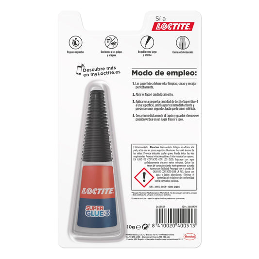 Loctite Superglue-3 Precision Max 10gr - Adhesivo Liquido Transparente - Boquilla Extralarga - Secado Rapido - Resistente al Agua y a Temperaturas Extremas 1 pieza(s)