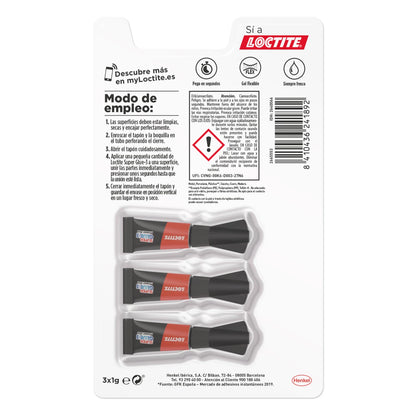 Loctite Superglue-3 Monodosis Power Gel 3x1g - Adhesivo Instantaneo Flexible y Extrafuerte - Formula en Gel Enriquecida con Particulas de Caucho - Resistente a Golpes. Torsiones y Vibraciones - Multimaterial 1 pieza(s)