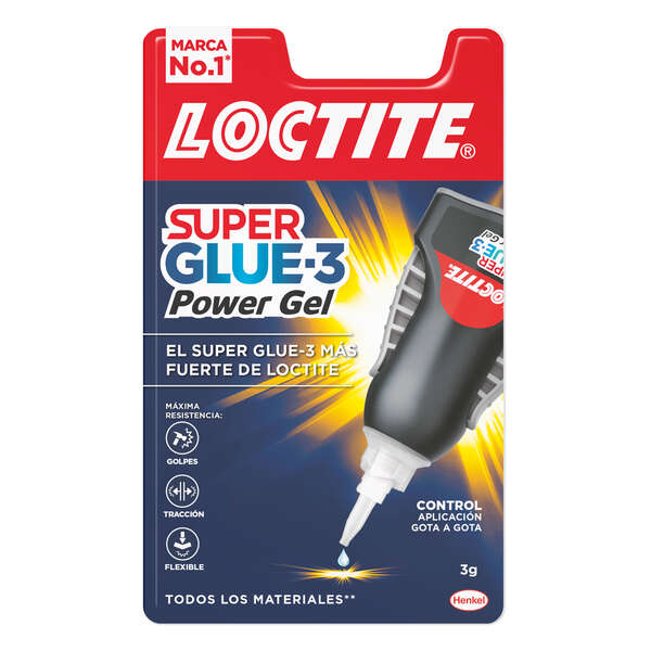 Loctite Superglue-3 Control Power Gel 3gr - Adhesivo Instantaneo Flexible y Extrafuerte - Resistente a Golpes. Torsiones y Vibraciones - Dosificacion Exacta Gota a Gota 1 pieza(s)