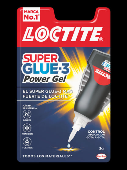 Loctite Superglue-3 Control Power Gel 3gr - Adhesivo Instantaneo Flexible y Extrafuerte - Resistente a Golpes. Torsiones y Vibraciones - Dosificacion Exacta Gota a Gota 1 pieza(s)