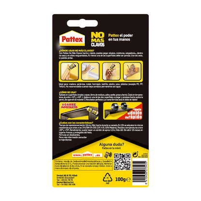 Pattex No Mas Clavos Blister 100g - Adhesivo de Montaje Extra-Fuerte - Elimina la Necesidad de Clavos y Tornillos - Ideal para Bricolaje y Reparaciones 1 pieza(s)