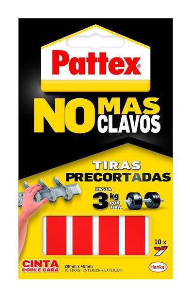 Pattex Nmc Cinta Doble Cara Bl 10 Tiras - Adhesion Duradera - Fijacion congran Fuerza - Practica y Limpia 1 pieza(s)