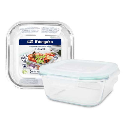 Orbegozo TUC Serie - Recipientes de Vidrio Cuadrados - Conserva - Cocina y Congela tus Alimentos con Resistencia y Durabilidad - Capacidad 0.75L - Apto para Horno y Microondas 4 pieza(s)