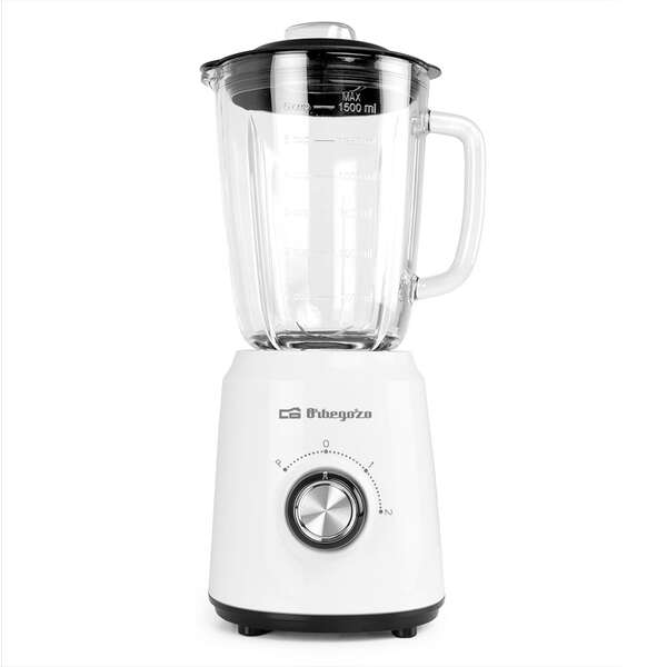 Orbegozo BV 5040 Batidora de Vaso Potente y Segura - 500W de Potencia - Vaso de Cristal de 1.5L - Cuchilla de Acero Inoxidable - 2 Velocidades + Pulse - Sistema de Seguridad 1 pieza(s)