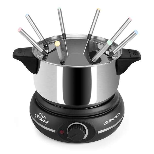 Orbegozo FDR 14 Fondue Electrica de Acero Inoxidable - Disfruta de Queso Fundido - Chocolate Caliente y mas en Grupo - Potencia de 1500W - Olla de 1.4 L 1 pieza(s)