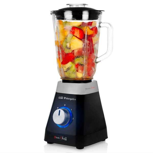 Orbegozo BV 6400 Batidora de Vaso Acero Inoxidable - Potente Motor 500W - Jarra de Cristal 1L - Cuchillas de Titanio - 2 Velocidades + Pulse - Sistema de Seguridad - Ideal para Smoothies y Cocteles 1 pieza(s)