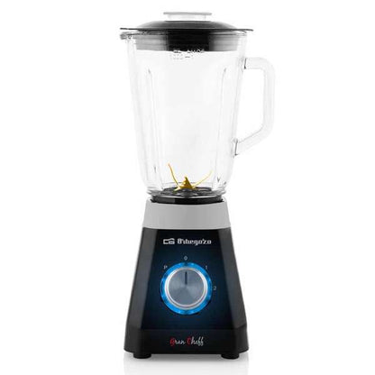 Orbegozo BV 6400 Batidora de Vaso Acero Inoxidable - Potente Motor 500W - Jarra de Cristal 1L - Cuchillas de Titanio - 2 Velocidades + Pulse - Sistema de Seguridad - Ideal para Smoothies y Cocteles 1 pieza(s)