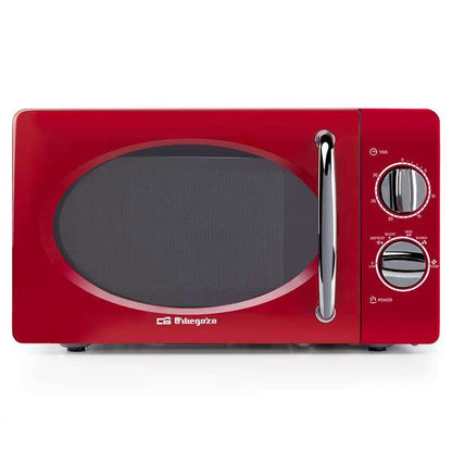 Orbegozo MI 2020 Microondas Vintage Rojo - 20L - 700W - 6 Niveles de Potencia - Temporizador 30min - Descongelacion Rapida - Diseño Años 60 1 pieza(s)