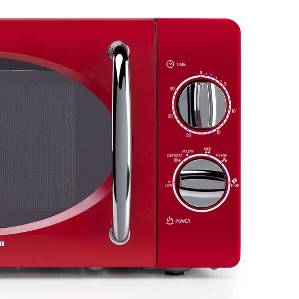 Orbegozo MI 2020 Microondas Vintage Rojo - 20L - 700W - 6 Niveles de Potencia - Temporizador 30min - Descongelacion Rapida - Diseño Años 60 1 pieza(s)